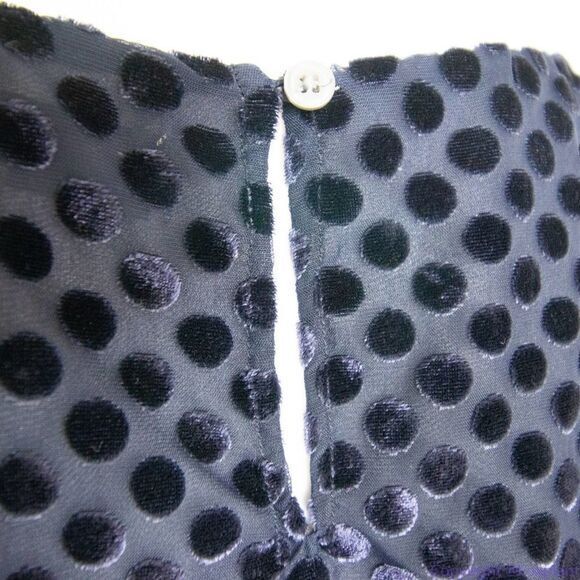 Loft flutter-sleeve navy blue top with dots keyhole back, women size S - Picture 9 of 16